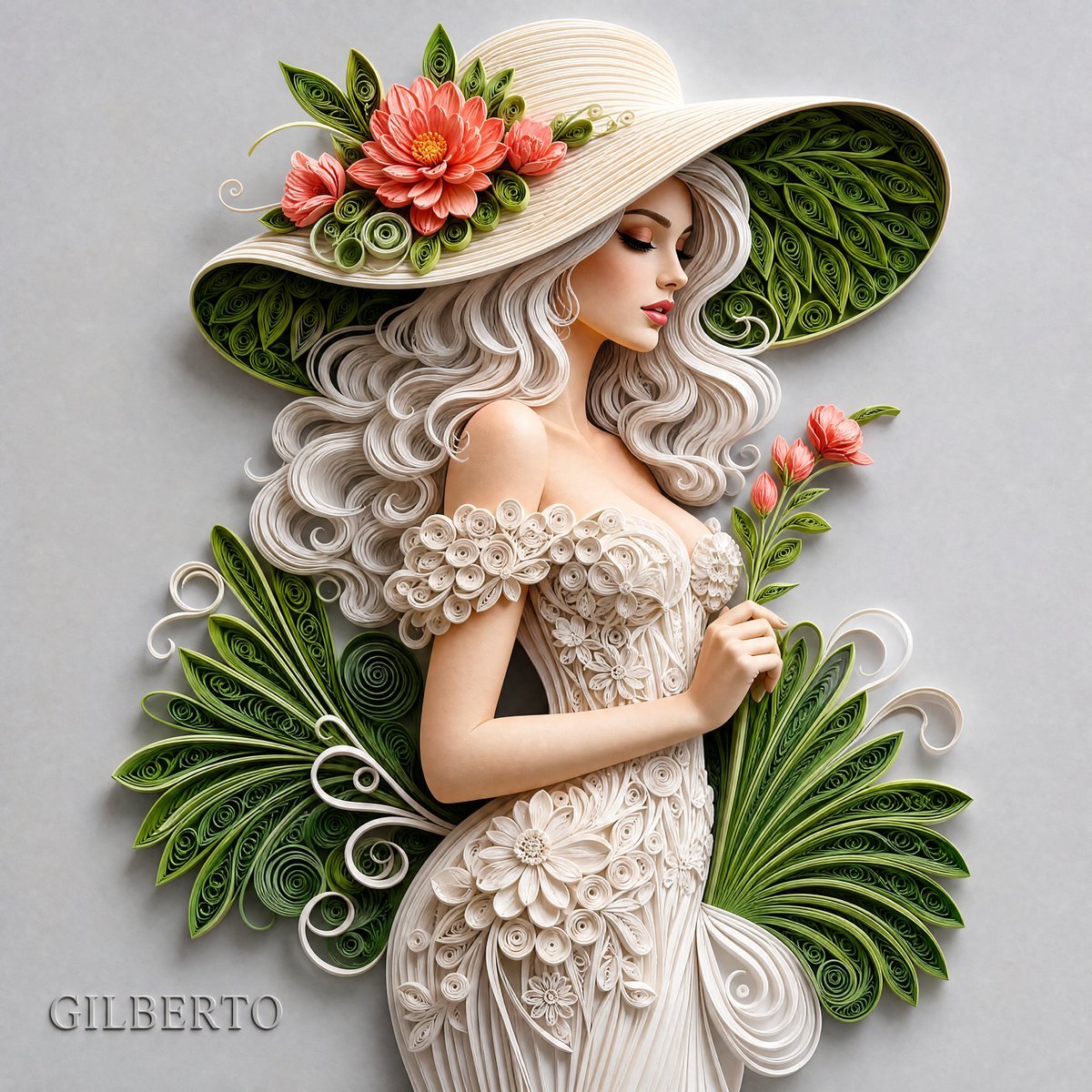 3D Paper Quilling Relief Portrait — AI image template example