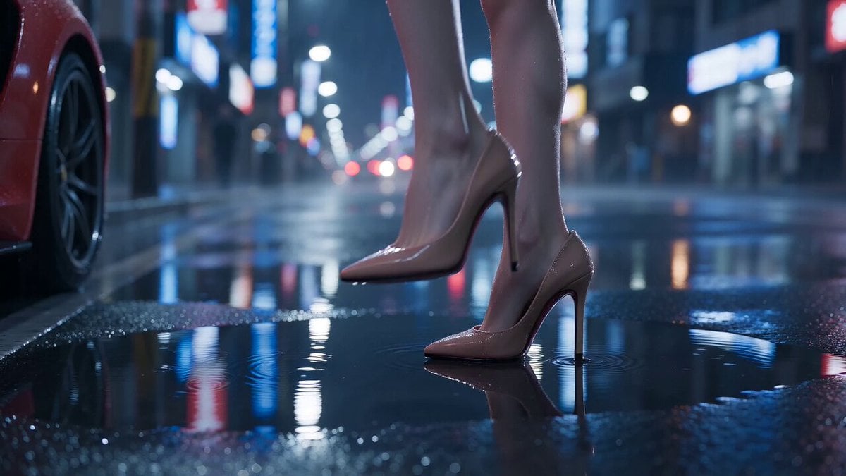 Tokyo Midnight Rainy Streetscape