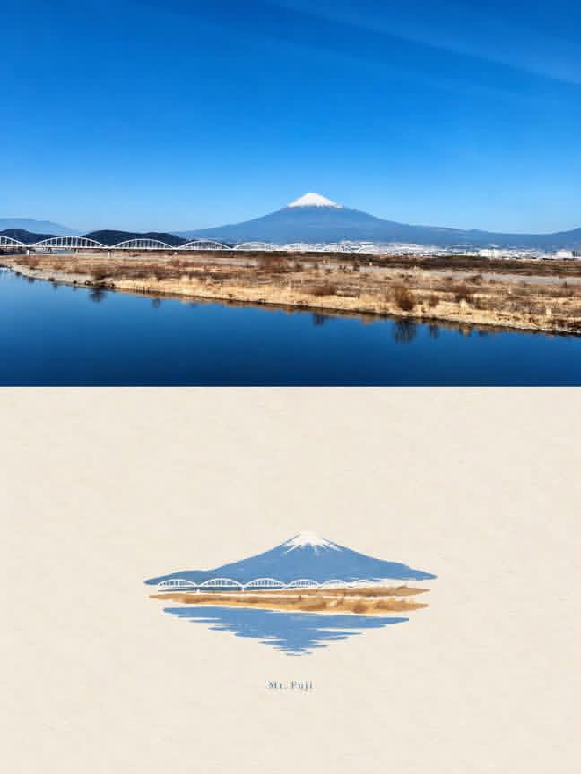 Mount Fuji Watercolor Transformation