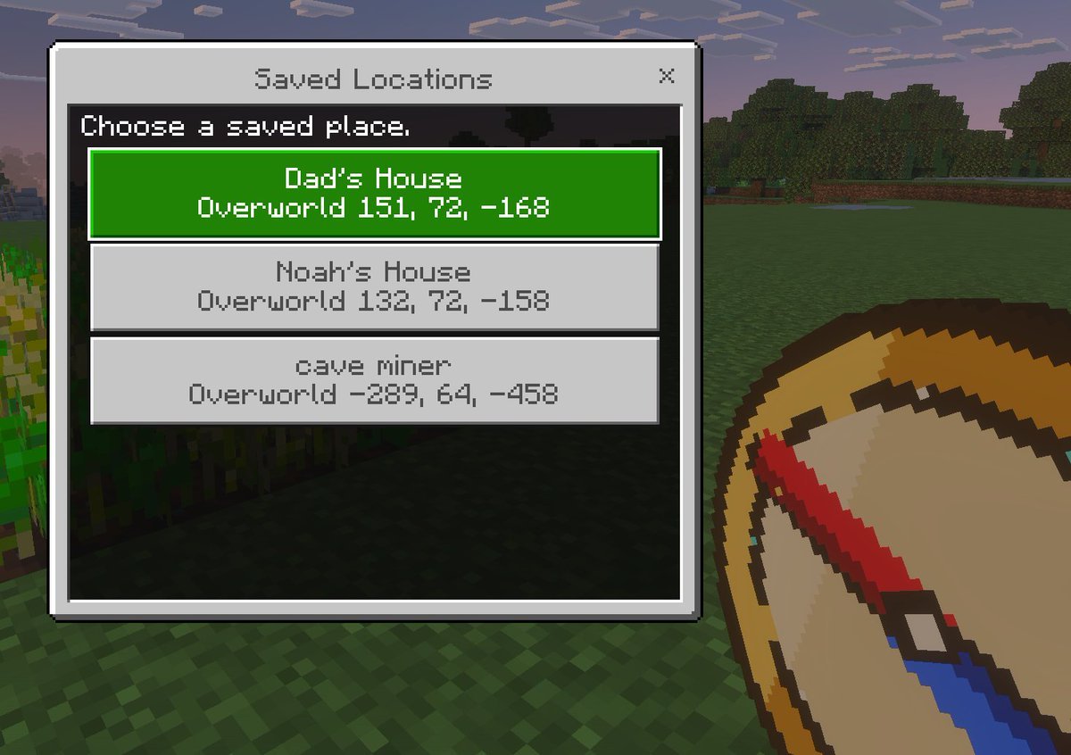 Minecraft Saved Locations UI Mockup — AI image template example