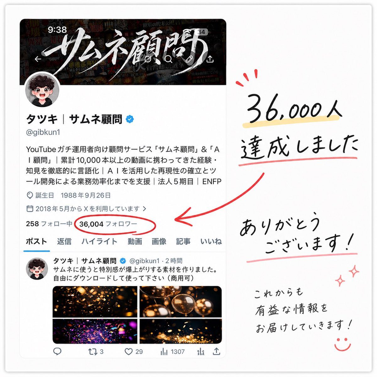 Japanese Follower Milestone Thank-You Graphic