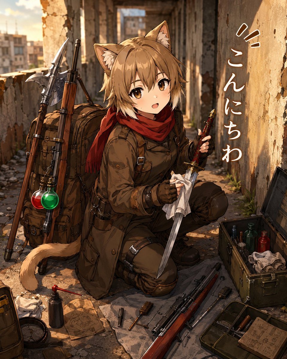 Cat-Eared Adventurer Gear Maintenance
