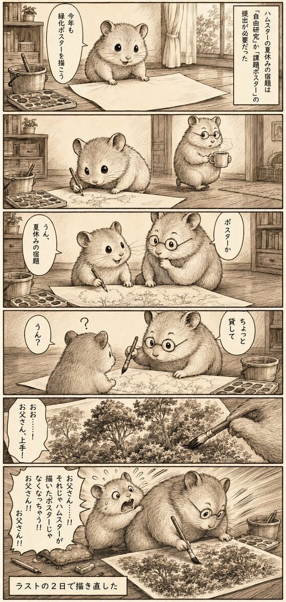 Sepia Hamster Summer Homework Manga