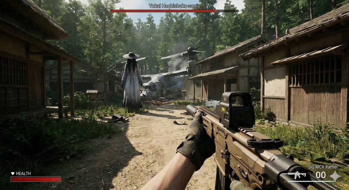 Human VS. Yokai Haxtusyaku-sama in FPS Game Style