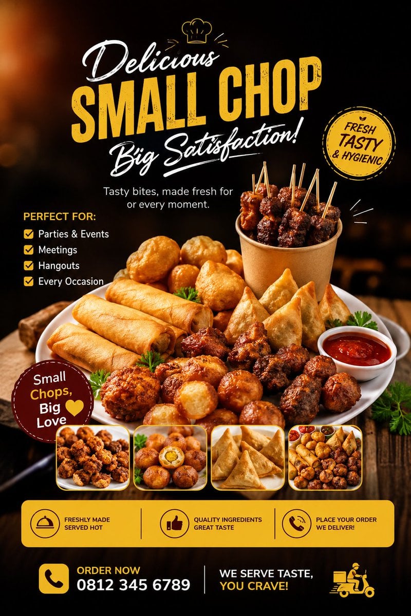 Premium Small Chops Food Poster — AI image template example