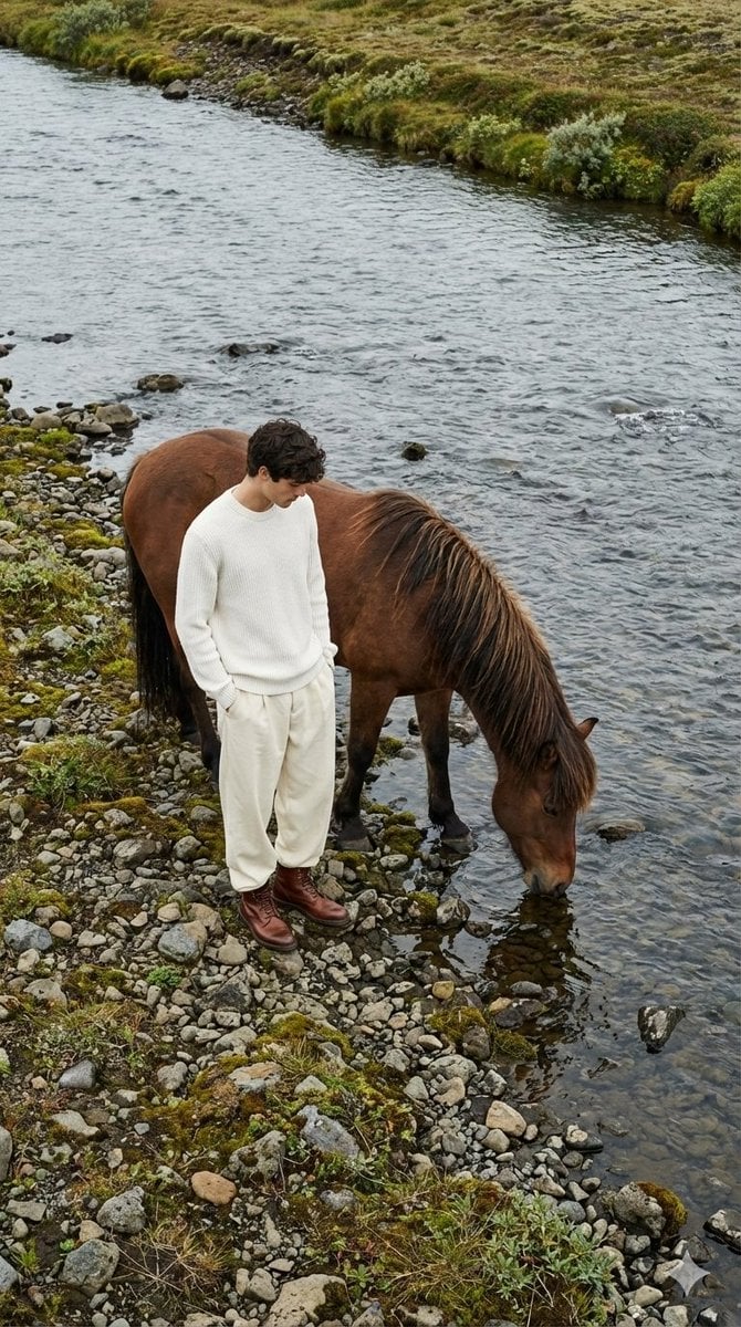 Jil Sander Aesthetic Fashion Editorial: Man and Horse