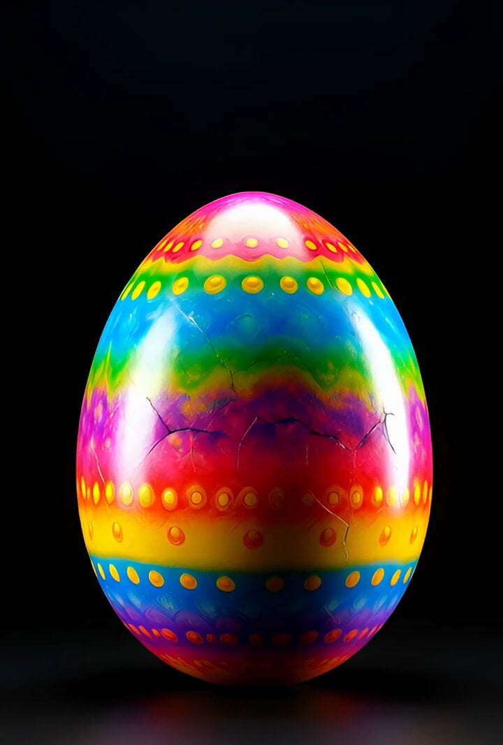 Surreal Easter egg bomb exploding with a rabbit emerging