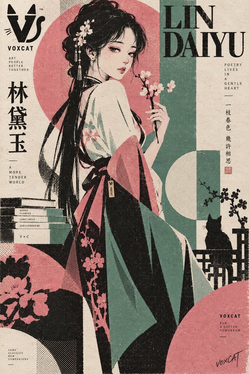VOXCAT Retro Screen Print Poster — AI image template example