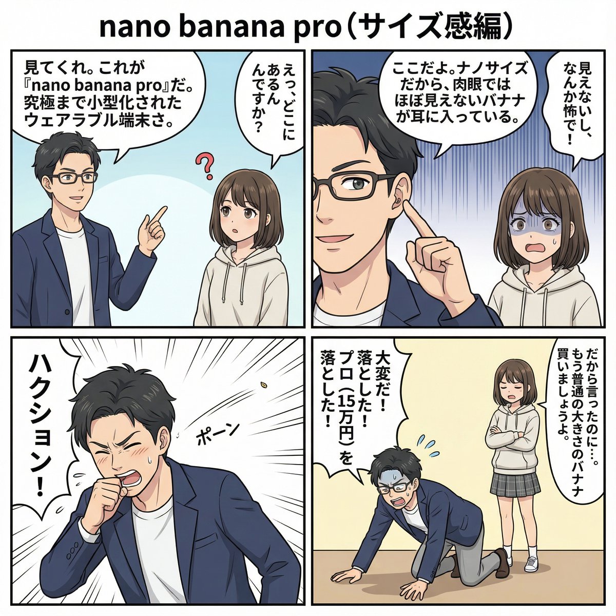 4 types of 4‑panel manga about Nano Banana Pro
