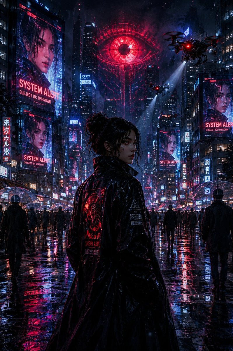 Cinematic Dark Cyberpunk Cityscape — AI image template example