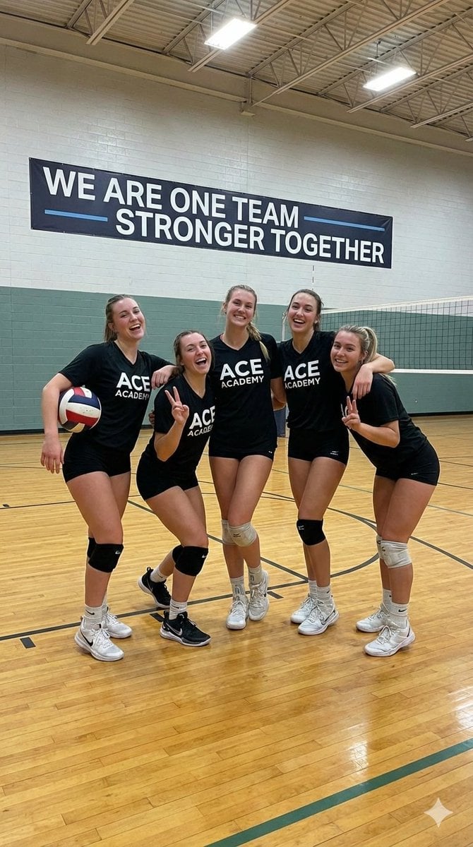 Indoor Female Volleyball Team Photo