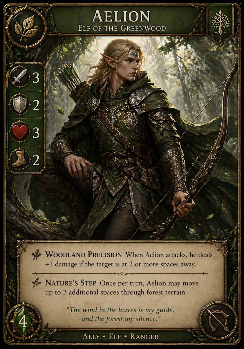 Fantasy Elf Ranger Trading Card