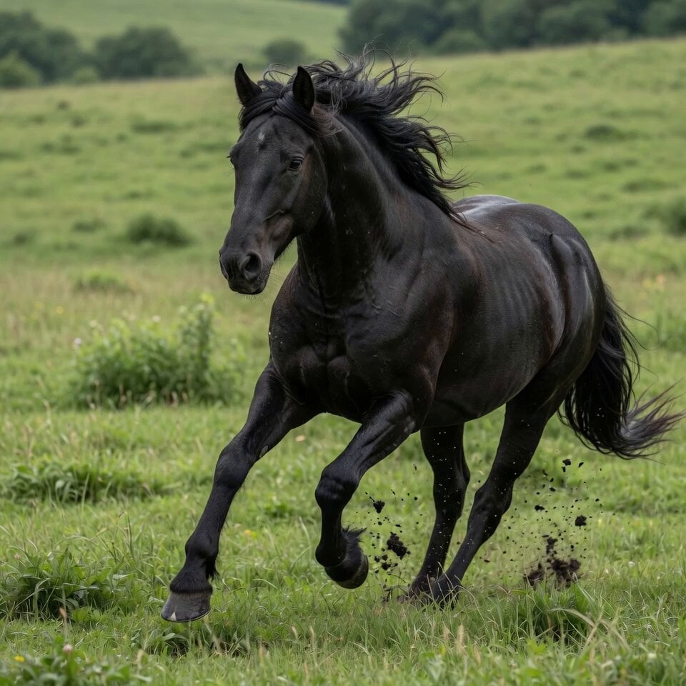 Stallion Running in Open Field