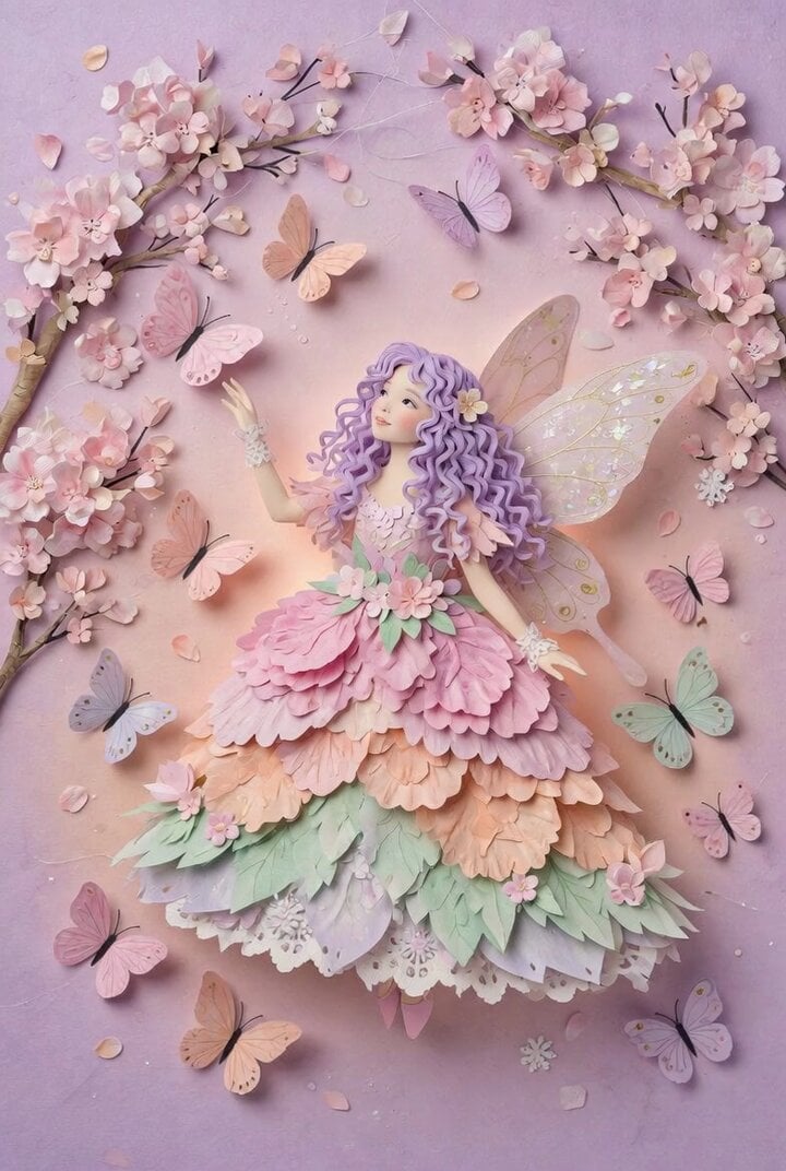 Colorful Paper Art Fairy Queen Prompt