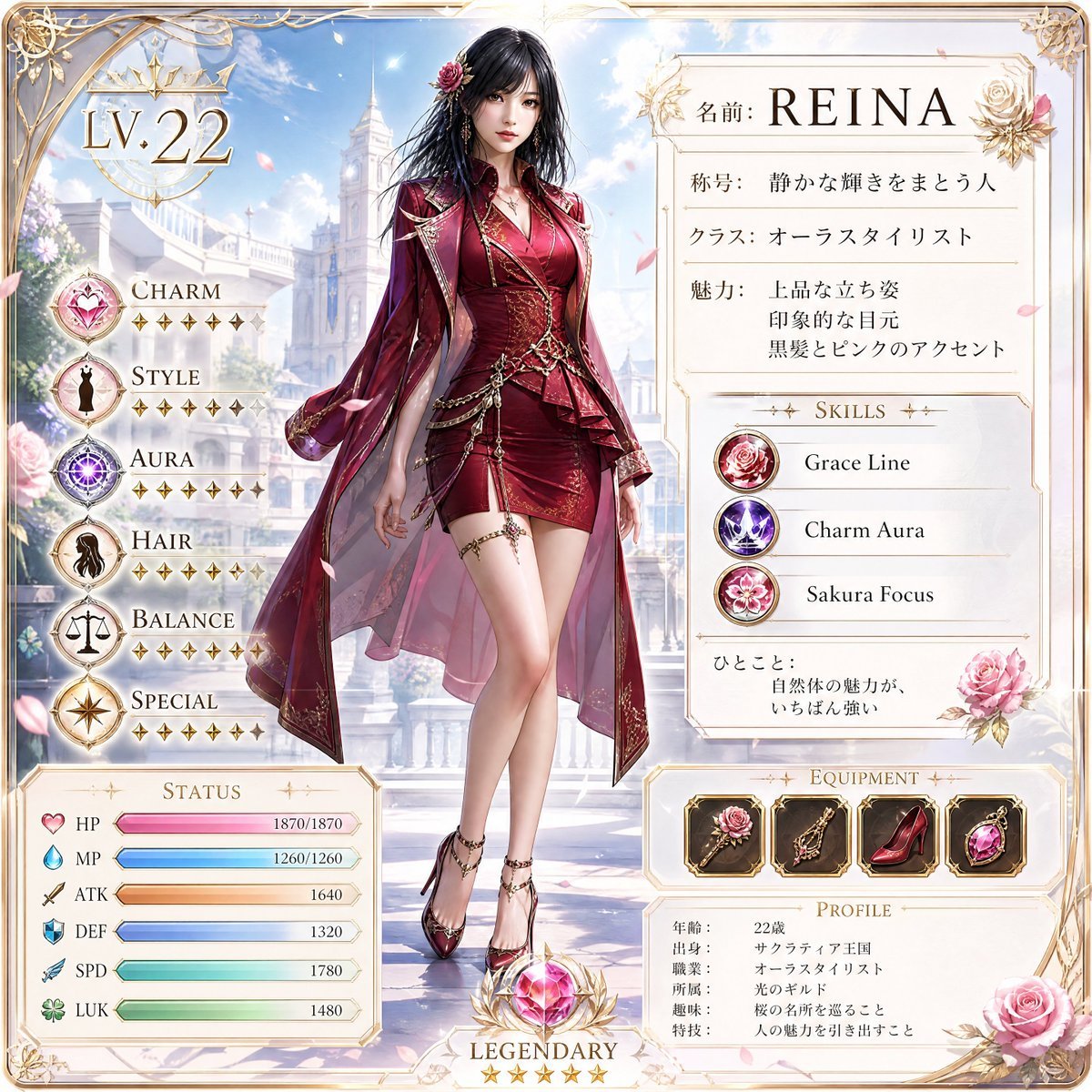 Premium RPG Character Card UI
