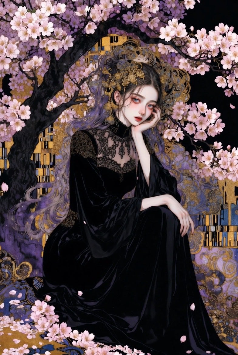 Ethereal Woman in Gothic Art Nouveau Style