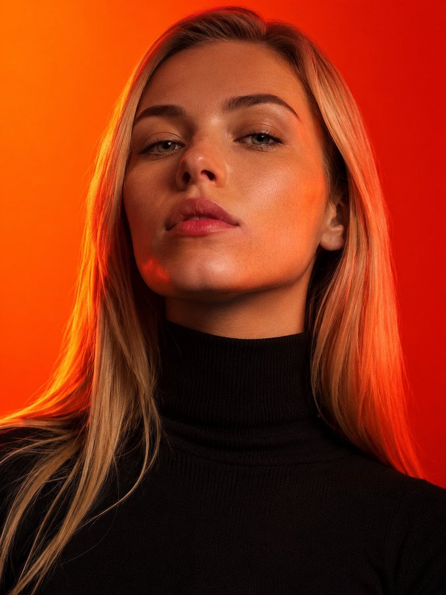 Editorial Fashion Portrait with Warm Lighting — AI image template example