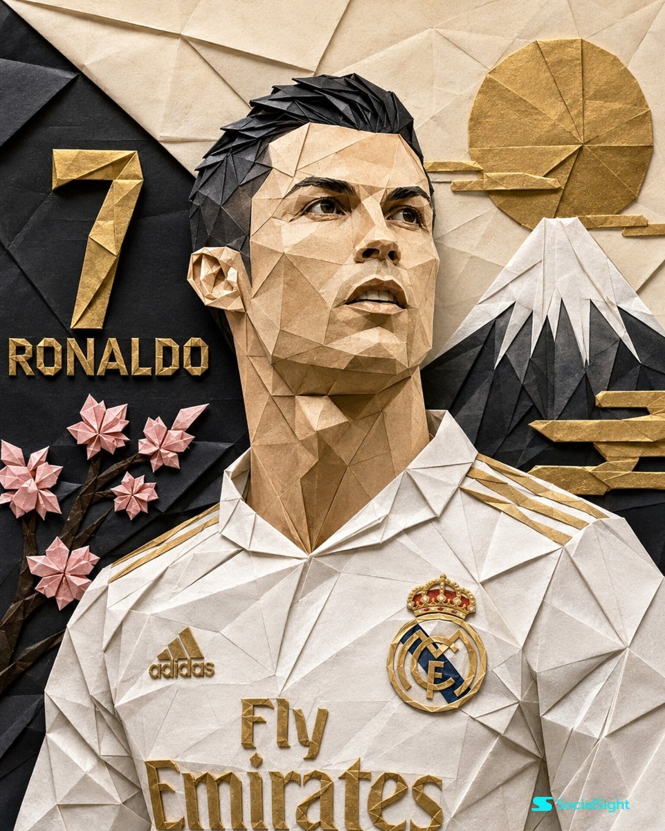 Cristiano Ronaldo Origami Paper Art — AI image template example
