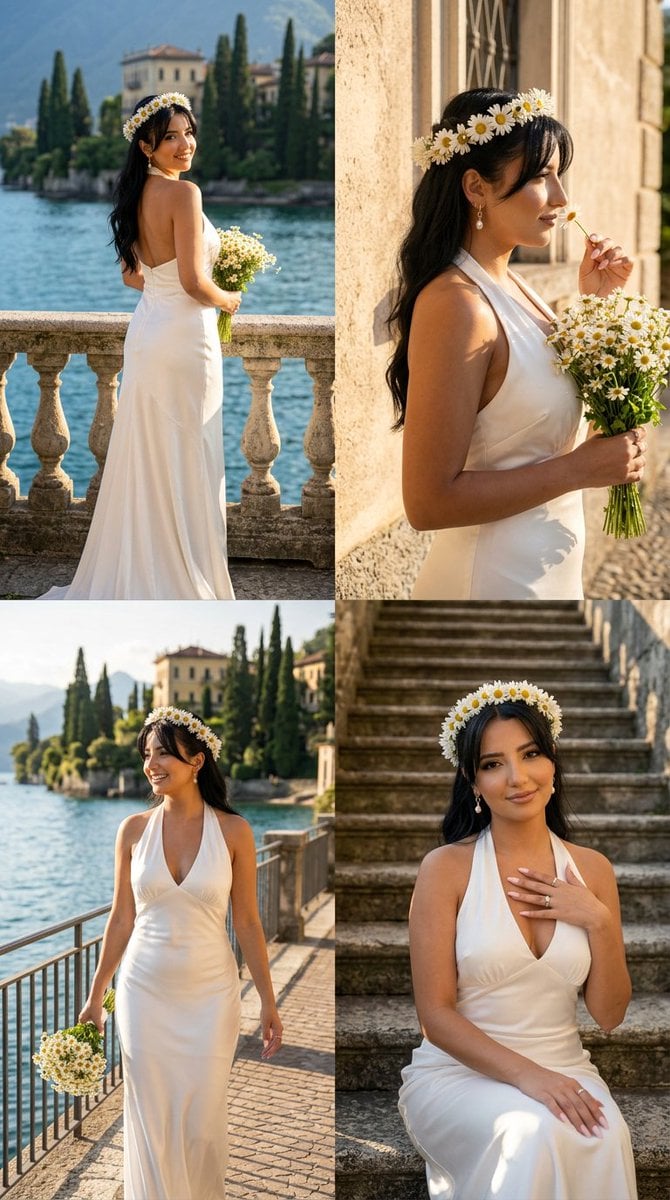 Lake Como Bridal Editorial Collage — AI image template example