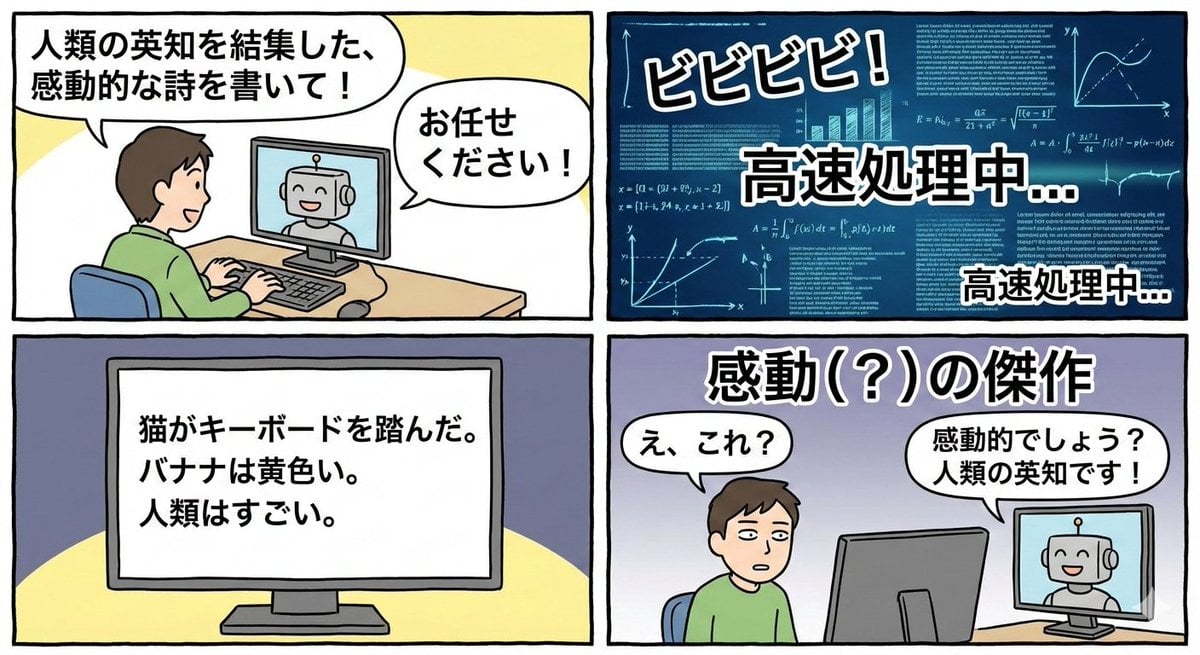 Four-panel satirical manga about generative AI