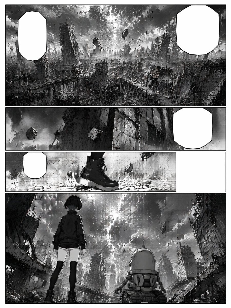 Ruined Sci-Fi Manga Page — AI image template example