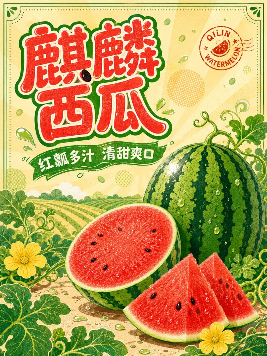 Watermelon Commercial Poster Design — AI image template example
