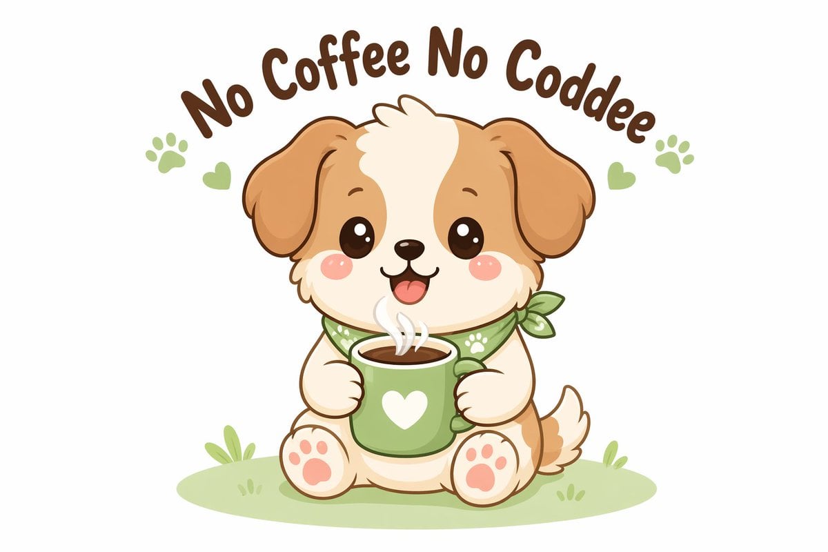 Kawaii coffee dog vector illustration