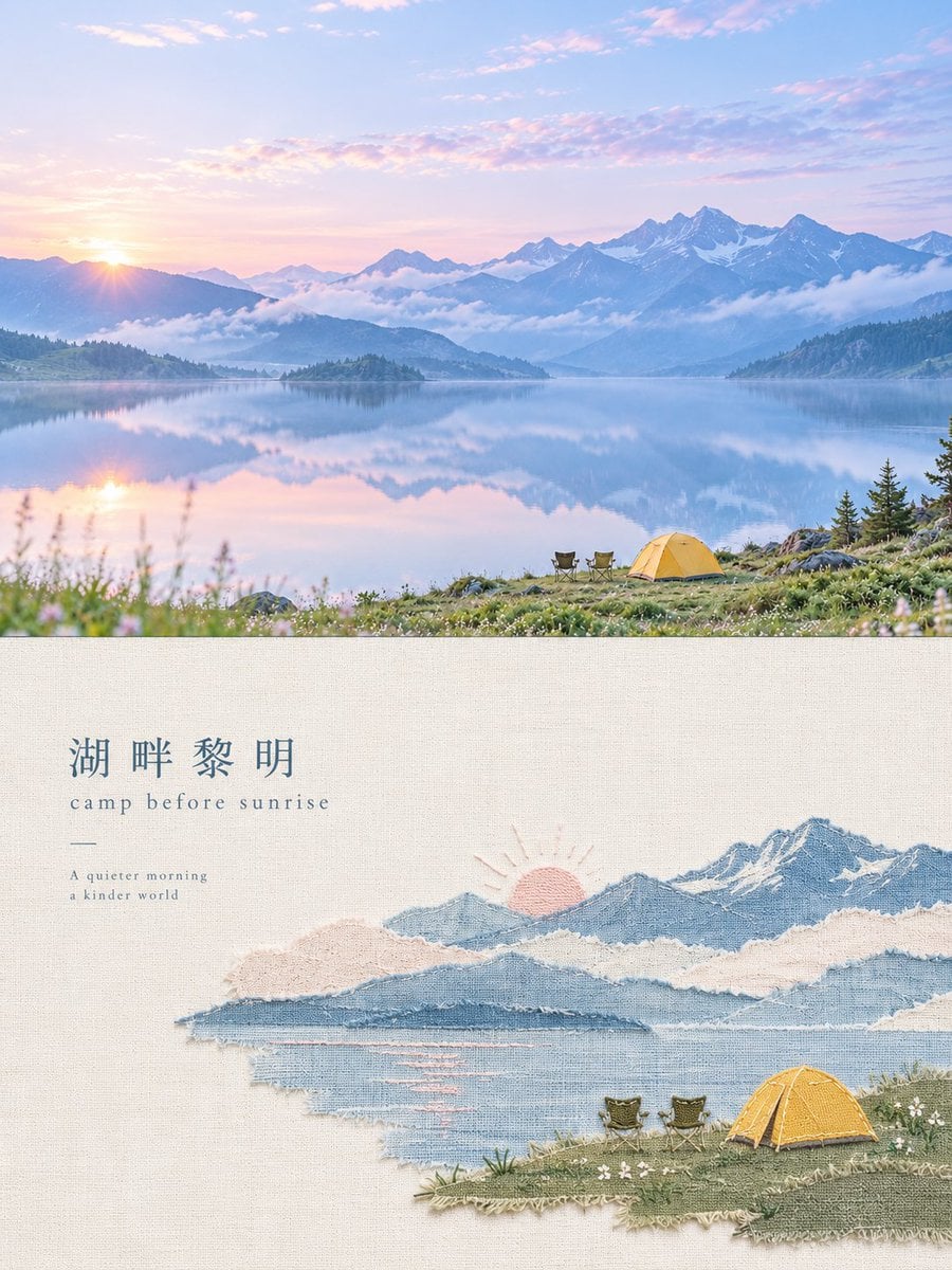 Handmade Textile Collage Poster — AI image template example