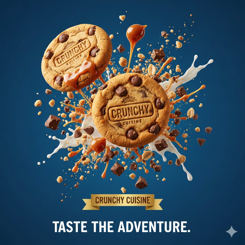 Hyper-realistic commercial food photography of chocolate chip cookies
