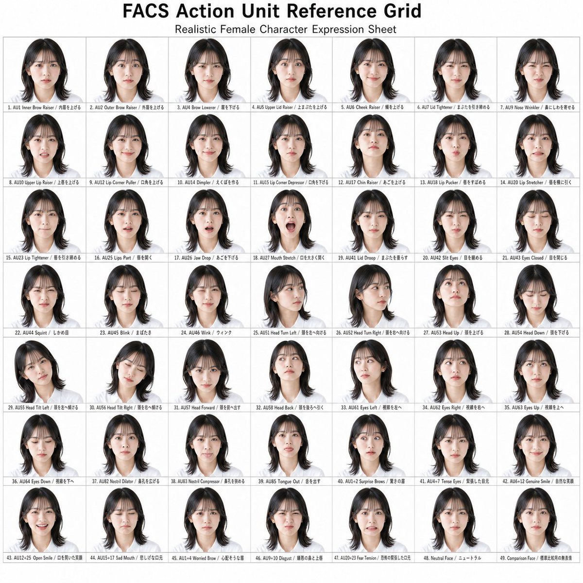 FACS Action Unit Reference Grid