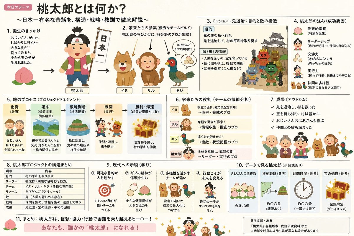 Momotaro Explainer Slide in Hybrid Style