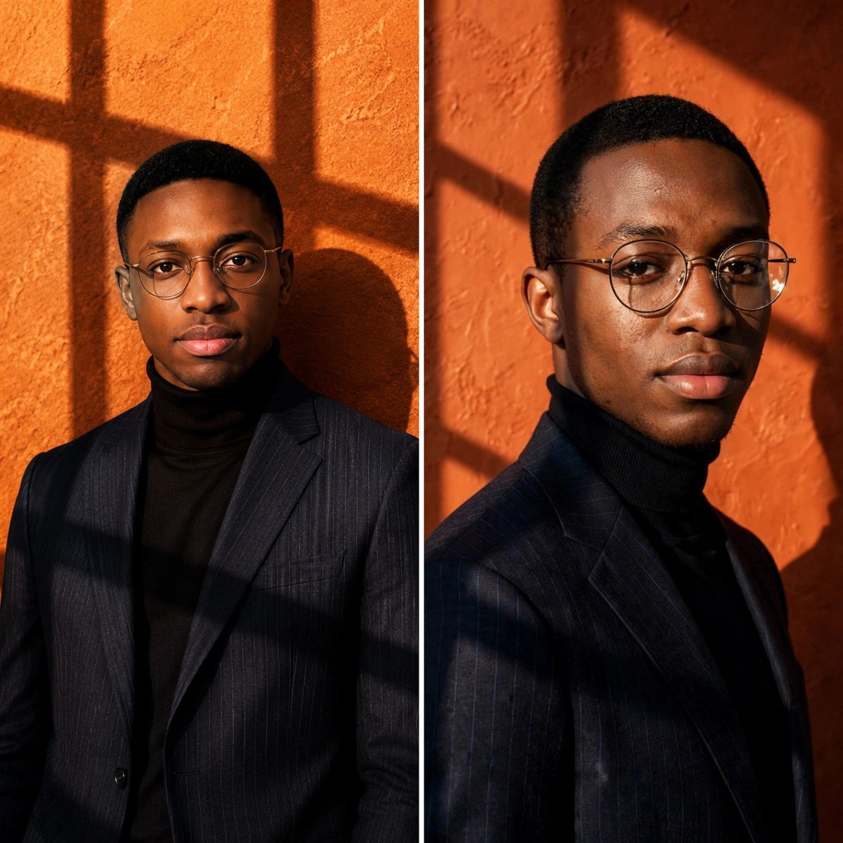 Burnt Orange Portrait Diptych — AI image template example
