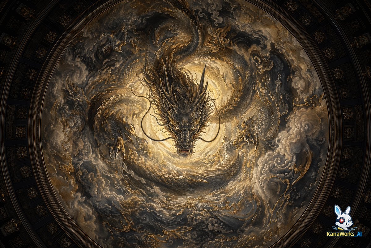 Museum-grade Crying Dragon Dome Mural