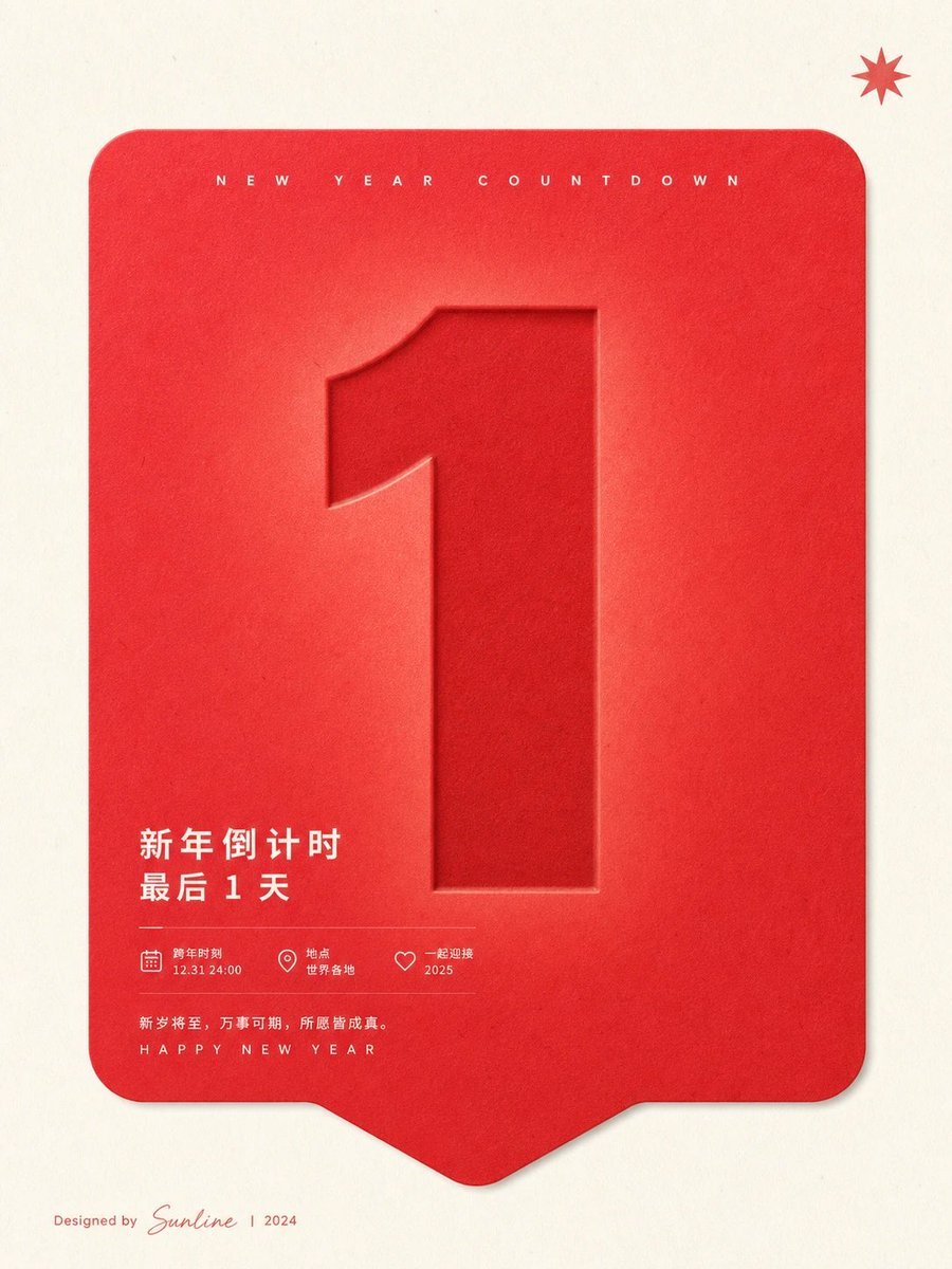 Red New Year Countdown Poster