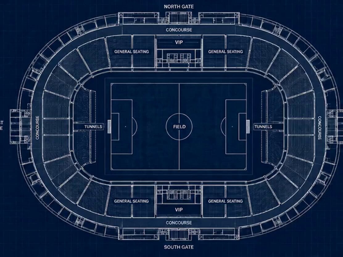 Stadium Construction Blueprint Timelapse