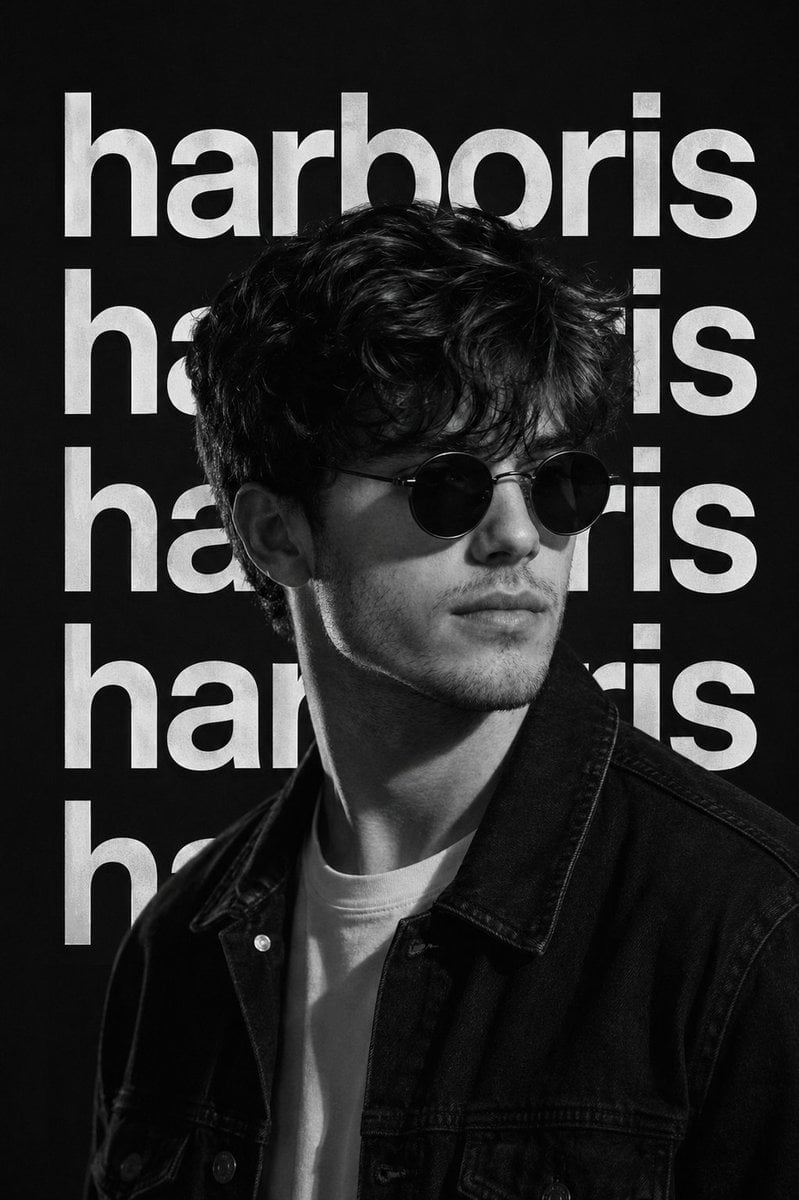 Black and White Editorial Fashion Portrait — AI image template example