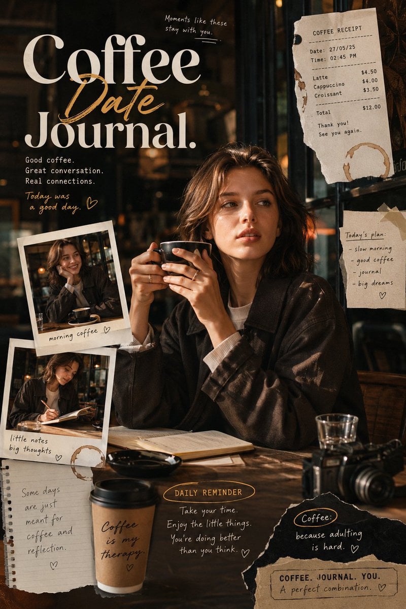 Coffee Date Journal Editorial Poster — AI image template example