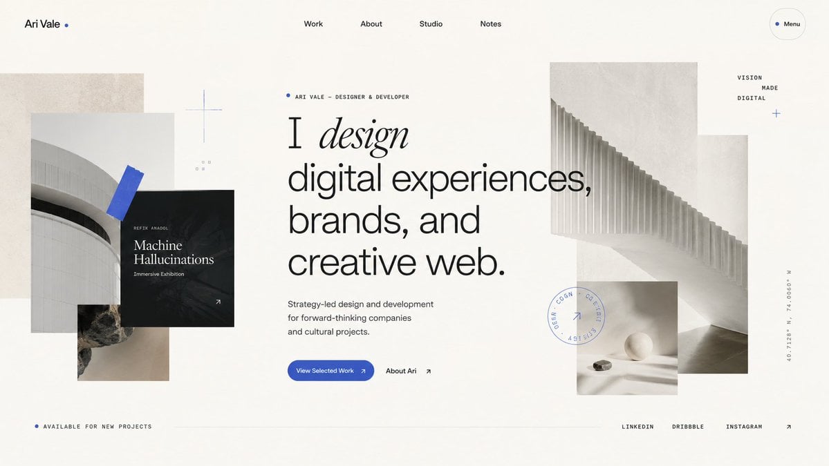 Minimalist Designer Portfolio Homepage