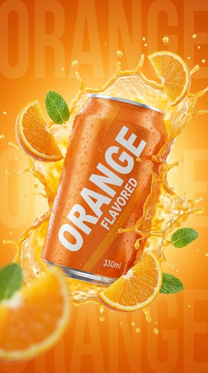 Commercial Product Photography: Orange Soda Can Splash