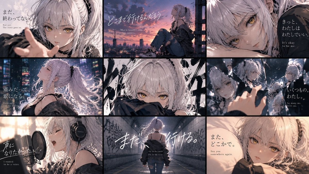Nine-Panel Anime Storyboard Collage — AI image template example