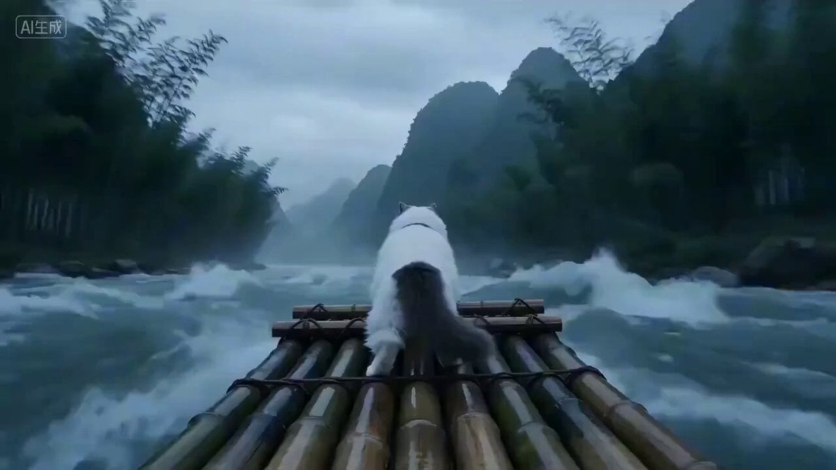 Wuxia Hero Cat Battle Scene