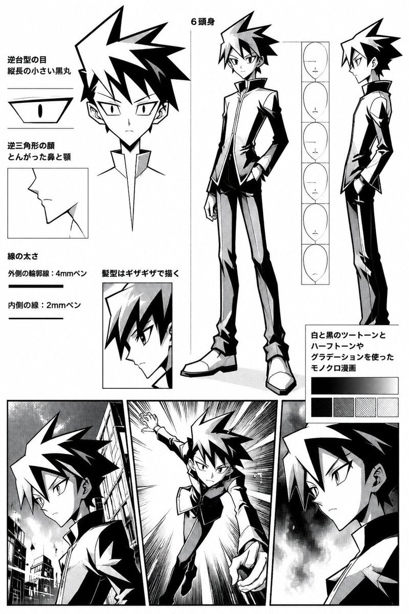 Angular Manga Character Redesign reference image 1