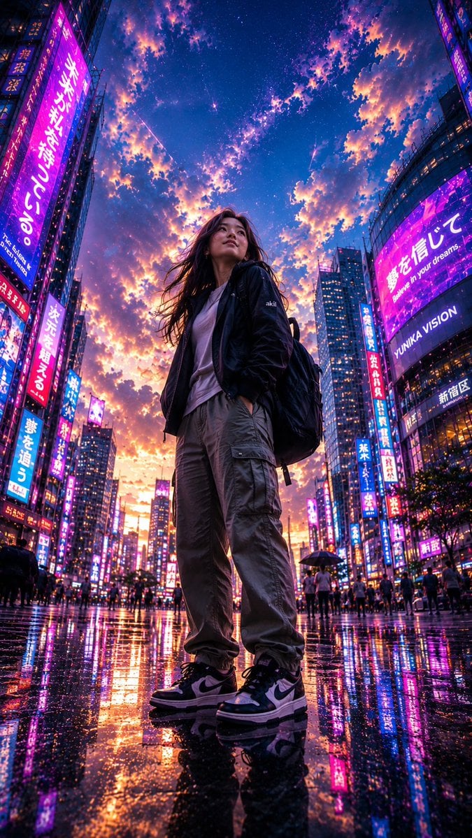 Fisheye Cyberpunk City Portrait