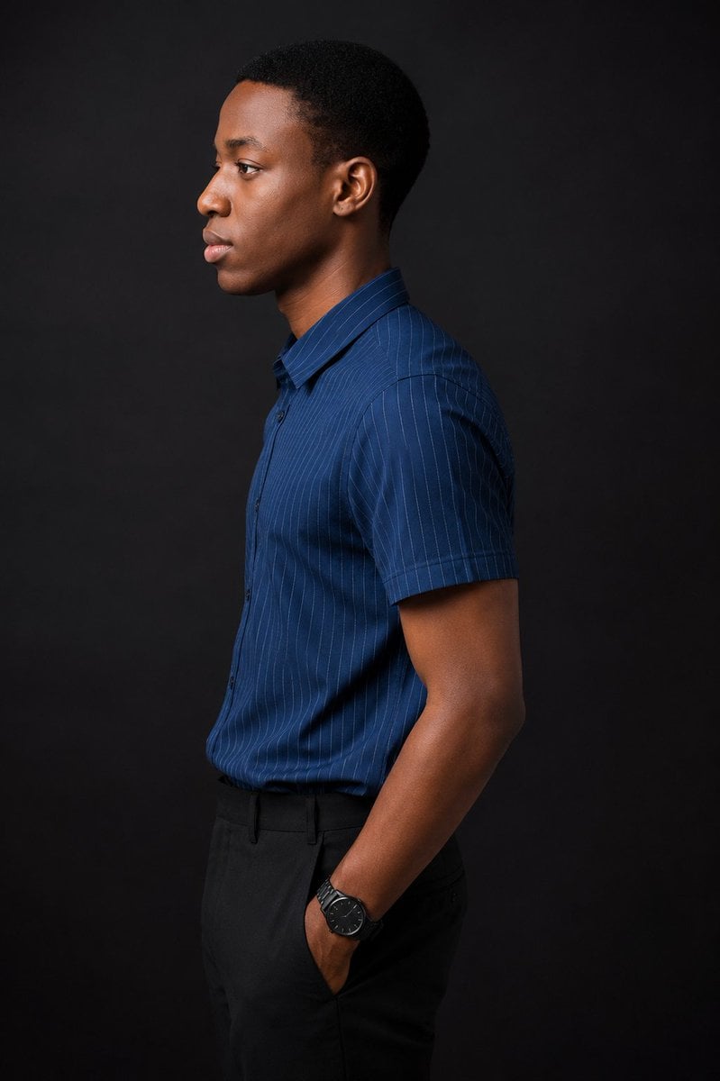 Editorial Side Profile Portrait — AI image template example