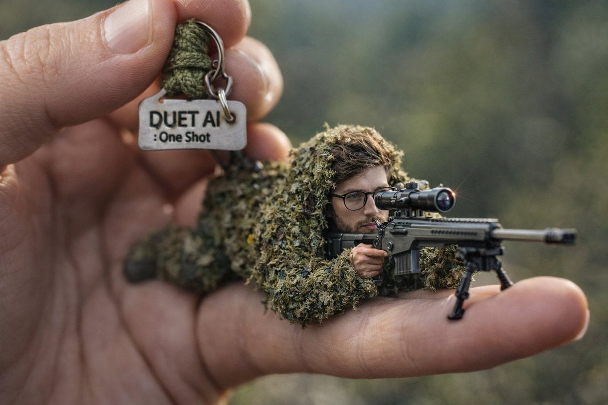 Macro Shot of Miniature Sniper Scene
