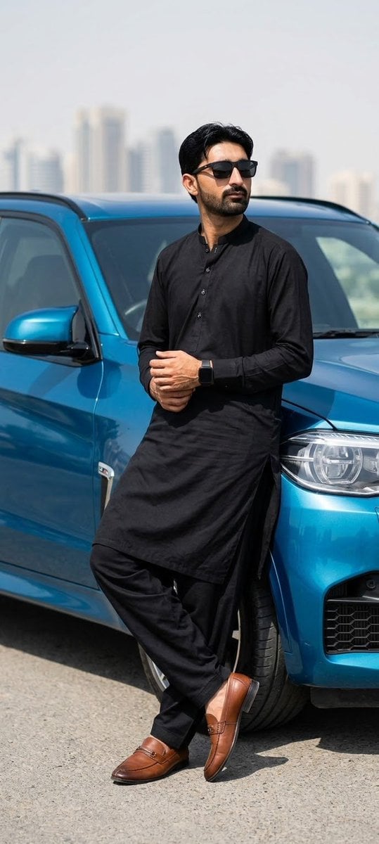 Pakistani Man with Luxury BMW — AI image template example