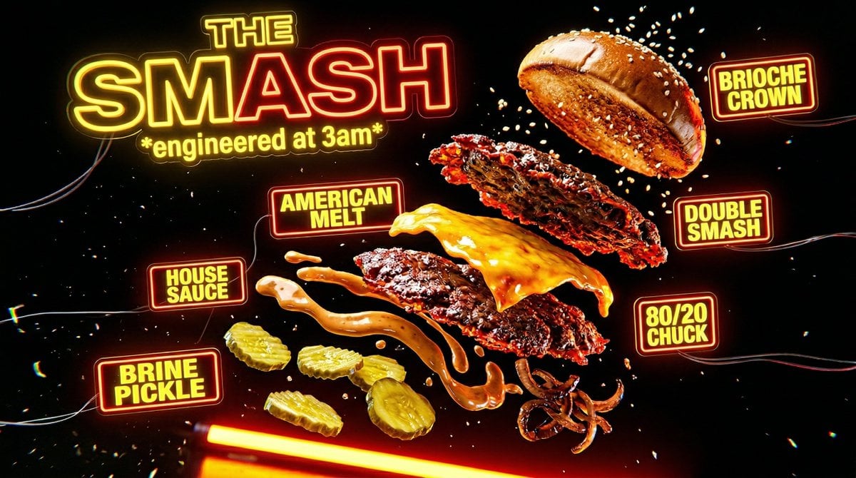 Neon Explosion Smash Burger