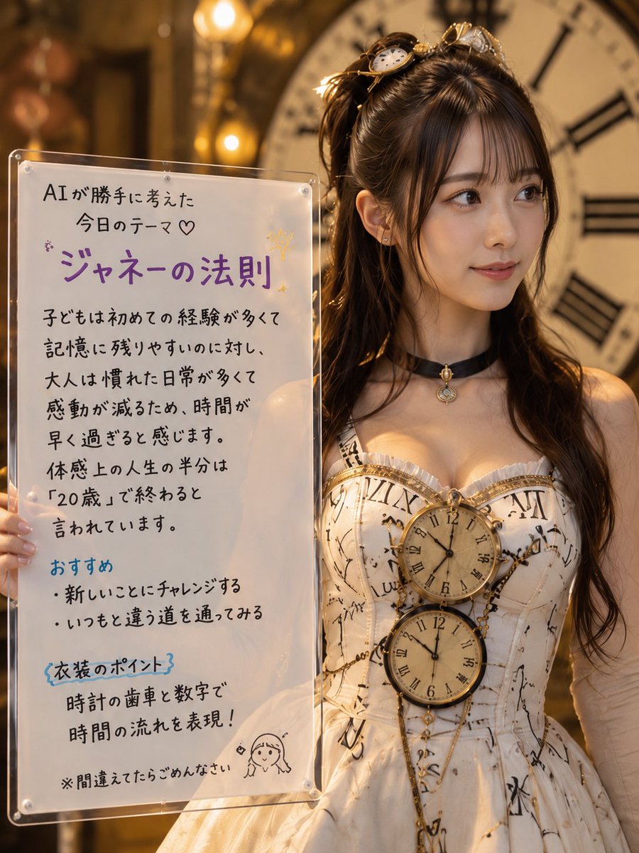 Steampunk Clock Girl with Japanese Sign — AI image template example