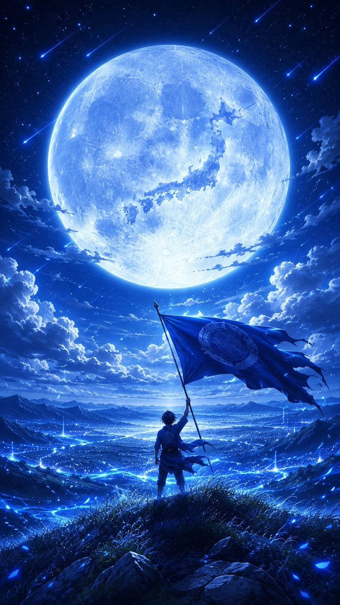Samurai Blue Moon Over Japan — AI image template example