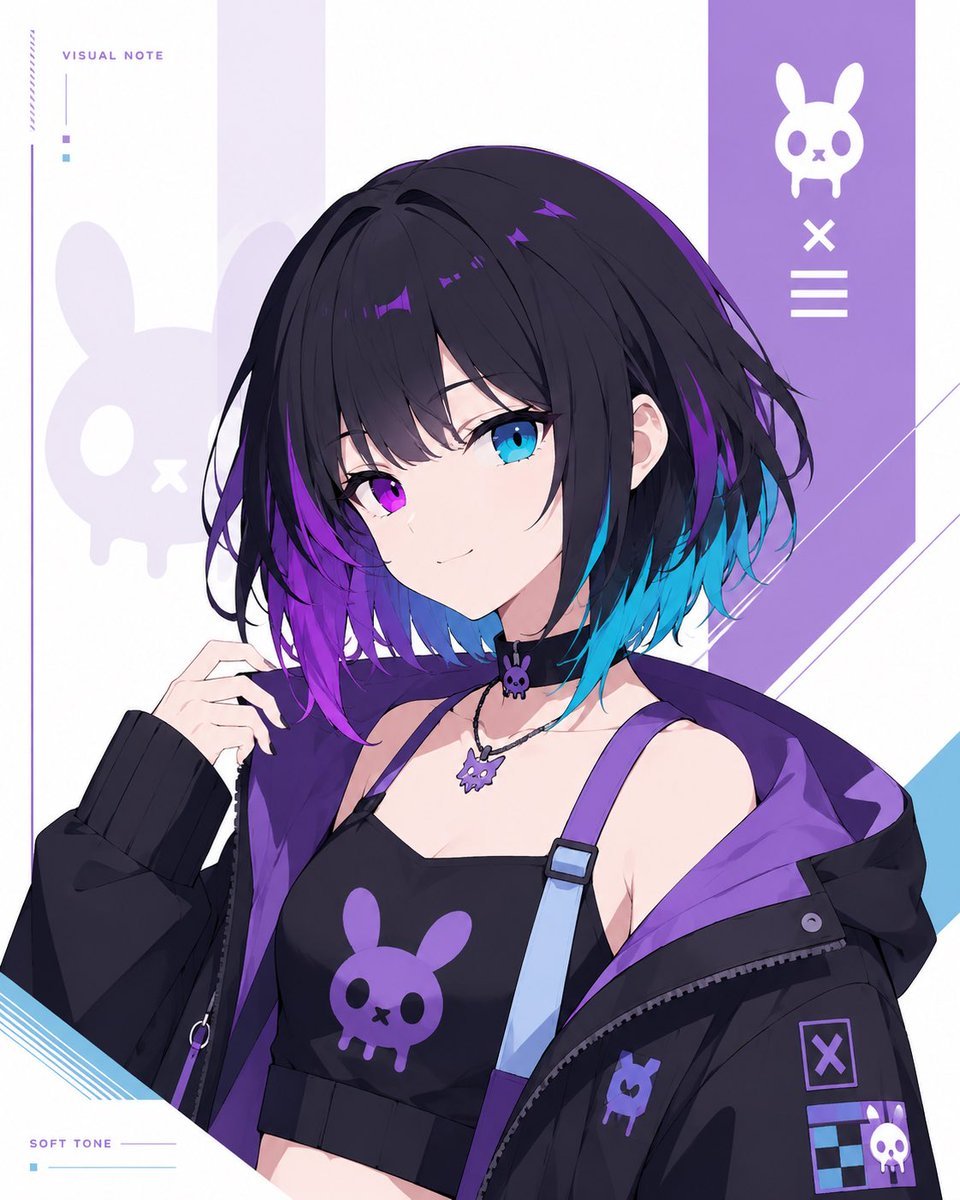Minimal Cyber Bunny Character Card — AI image template example